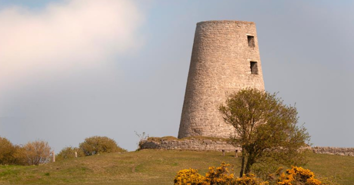 Cleadon Windmill. Sailless windmill on grass hill